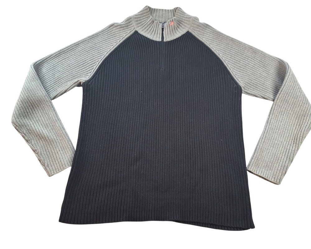 Vintage Ralph Lauren Polo Jeans Co. Sweater Men's Large Black Raglan 1/4 Zip